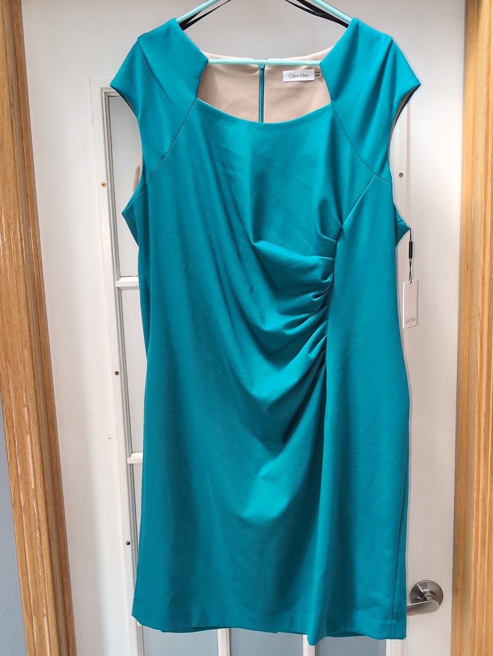 Calvin Klein Teal Ruched Sheath Dress
